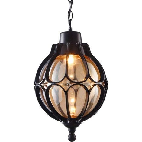 Lustre boule antirouille, lampe de jardin, lampe de jardin, lampe de jardin, lampe de couloir, balcon, villa, lampe de paysage, ampoule LED 5 W (noir mat)