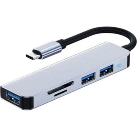 Hub USB BYL-2103T 5 en 1 USB-C/USB 3.0+2.0+microSD+SD Plata (1/2)