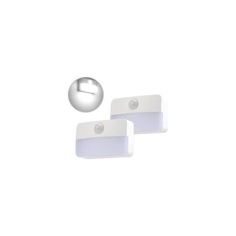 Veilleuse avec détecteur de mouvement, lumière à capteur, 2 lampes LED pour armoires, lampe d'appoint fonctionnant sur piles,blanc froid (1/5)
