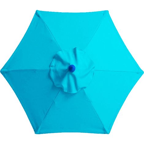Auvent de remplacement pour parasol de terrasse, dessus de cour extérieure avec 6 baleines, bleu paon, 2.7m (1/5)