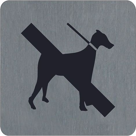 Plaque de porte Interdit aux chiens - Aluminium brosse 100x100mm - 4384184