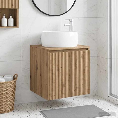 Vanidad con Lavabo de Pared Roble Artesanal 49,5 x 44,5 x 66 cm
