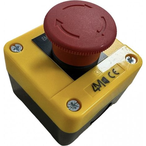 Boîte 1 bouton jaune \\'arrêt d\\'urgence\\' à accrochage 4M