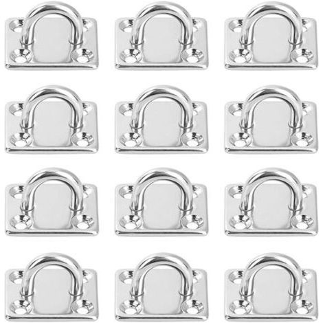 12 Pièces Platine Oeil INOX M6 Platine Ancrage INOX Crochet Oeillet Plaque a Oeillet Carré Crochets de Plafond Support Anneau Mural pour Accrocher des Objets Crochets de Fixation (1/5)