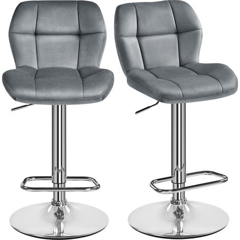 Homevive 2pcs Taburetes de Bar Modernos de Altura Ajustable Pack 2 Sillas de Bar de Póliester Silla Alta Giratorio 44×50.5×89cm Gris Oscuro (1/5)