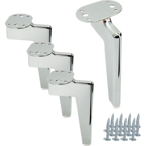 Juego de 4 patas para muebles Loft, cromo plateado, altura 18 cm. (1/5)