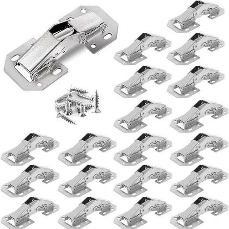 20 PCS Charniere Porte Placard, 3 Pouces 90°Charniere Meuble, Charniere Porte Cuisine, Charnières Penderie Commode Charnière pour Armoires de Porte Cuisine. (1/4)