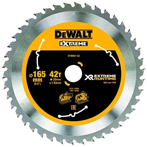 Banyo – Lame de scie circulaire 165mm – 42 dents carbure C3 – Pour bois dur et teck – Compatible scies circulaires DEWALT