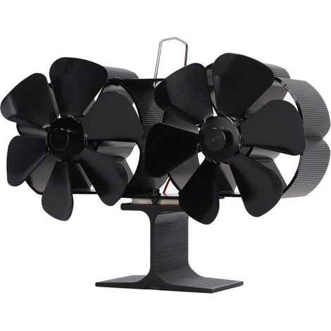 Ventilateur pour Poêle à Bois et Cheminée, 6 Pales, Double Tête, Diffuseur de Chaleur Silencieux, Améliore la Circulation d'Air (1/4)