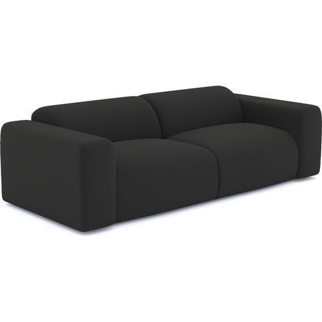 Canapé 3 places en tissu bouclette anthracite foncé MYRA (1/5)