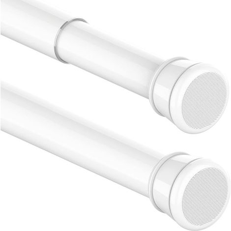 Teleskop-Gardinenstange ohne Bohren für Badezimmer, Fenster, Kleiderschrank, 83-160 cm, weiß (Durchmesser 25 mm) (1/5)
