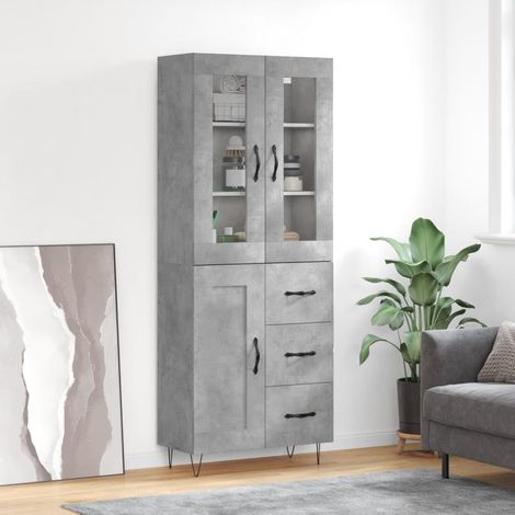 Highboard Betongrau 69,5x34x180 cm Holzwerkstoff