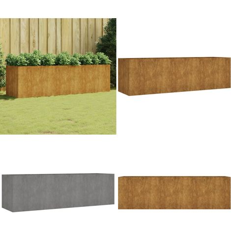 Lit surélevé de jardin 280x80x80 cm acier corten - Jardiniere - Lit Surélevé - Acier Corten - Décoration Extérieur - Balcon - Home & Living (1/5)