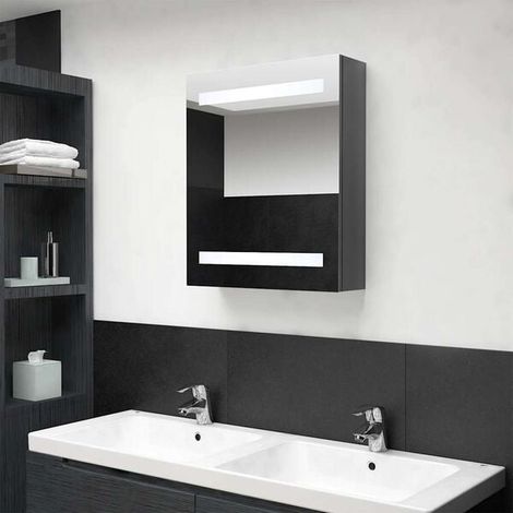 Armoire de salle de bain à miroir LED Gris brillant 50x14x60 cm, Meuble Mural, Design Moderne (1/5)