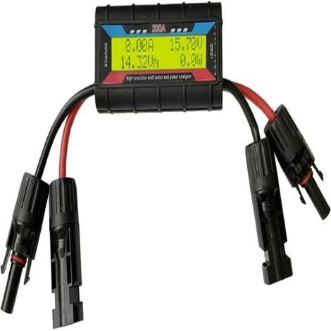 Wattmètre RC, analyseur de puissance, voltmètre, ampèremètre, affichage LCD numérique avec connecteur photovoltaïque pour la mesure du courant solaire, éolien et de batterie 4,8-60 V (150 A) (1/5)