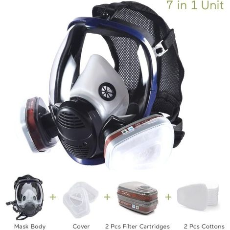 7-in-1 Antibeschlag-Chemikalienmaske 6800, Gasmaske, Staubmaske, Vollgesichtsfilter für Lackierarbeiten, Schädlingsbekämpfung und Laborschweißen (1/4)