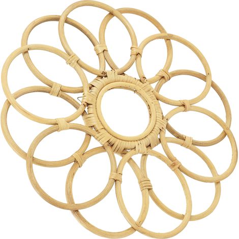 Miroir rond en rotin, style rétro et délicat, décoration murale pour entrée ou salon, 45 cm de diamètre (1/5)