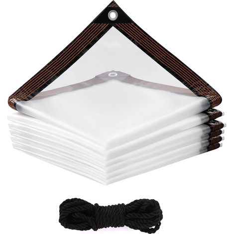 Imperméable Bâche Transparente avec Œillets 2 x 2m Bache de Protection Exterieur Bache Etanche avec Corde 5m Bâche Imperméable Transparente pour Camping Plantes Balcon Serres Mobilier de Jardin (1/5)