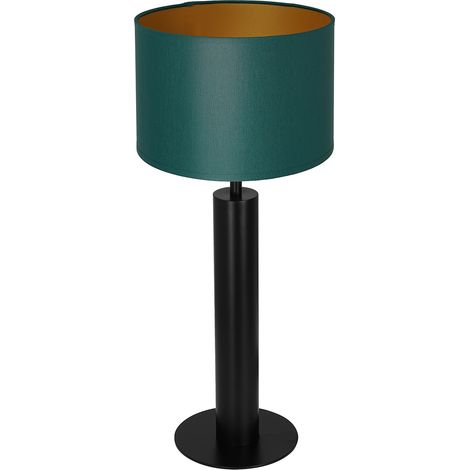 Lampe table métal noire 58cm abat-jour vert doré E27