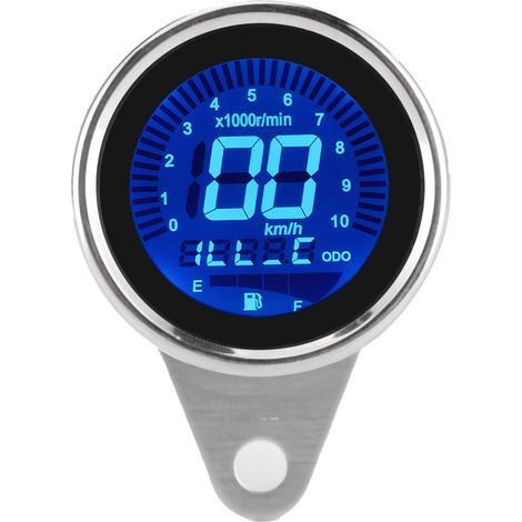 Multifunktionaler Motorrad-Tachometer, Drehzahlmesser, Kilometerzähler, Tankanzeige, Geschwindigkeitsmesser, 12V Universal (silber) (1/5)