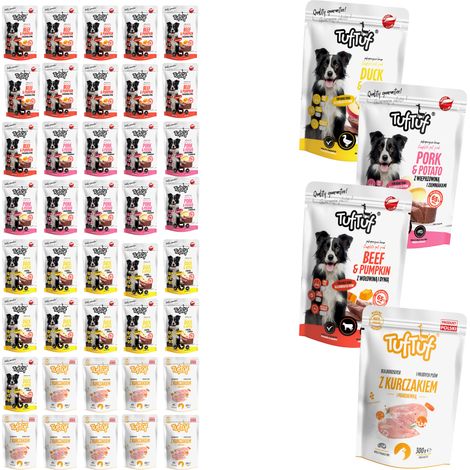 Alimento húmedo para perros TufTuf, mezcla de sabores, sobres de 40 x 300 g, sabor a carne. (1/5)