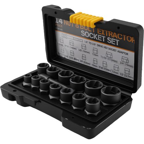 13pc Bolt Extractor Socket Set 1/4-3/4in Impact Removal Tool Kit (1/5)