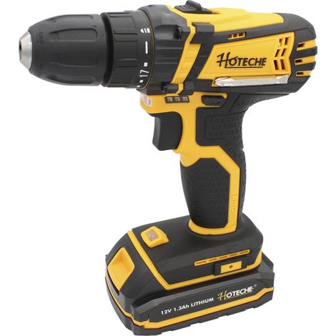 HOTECHE atornillador 12v 220w con-2 baterias 5h , Atornillador 12V 220W con 2 baterías Hoteche Atornillador a batería inalámbrico Portabrocas de 10 mm 18 ajustes de po (1/4)
