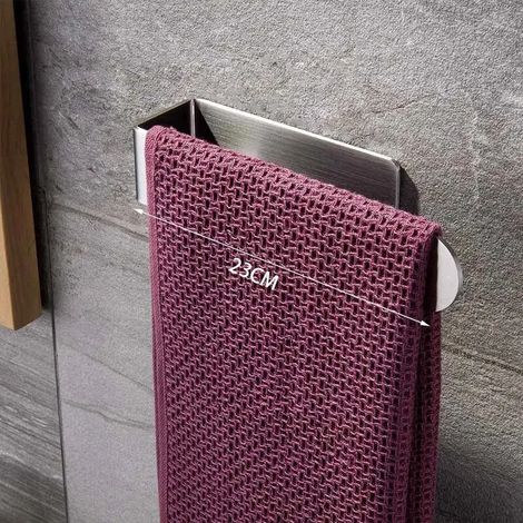 Porte-serviettes (23 cm, acier inoxydable) - Porte-serviettes sans perforation - Porte-serviettes de salle de bain auto-adhésif - Porte-serviettes de cuisine/salle de bain - Articles ménagers (1/5)