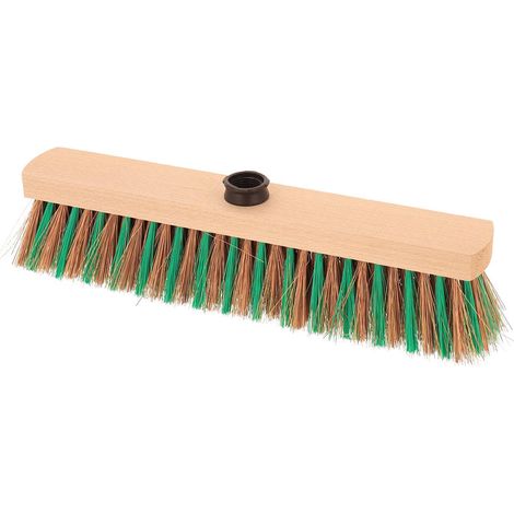 Scopa per esterni da 40 cm con struttura in legno e fibre di pet riciclate bicolore - verde naturale - Tendance (1/5)