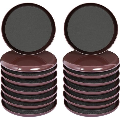 16 Pcs Curseur de Meuble pour Pieds de Table et de Chaise, Patins Glisseurs pour Meubles Auto-adhésifs pour Déplacer des Meubles Lourds et Protéger Les Sols, 3.5" Marron (1/5)