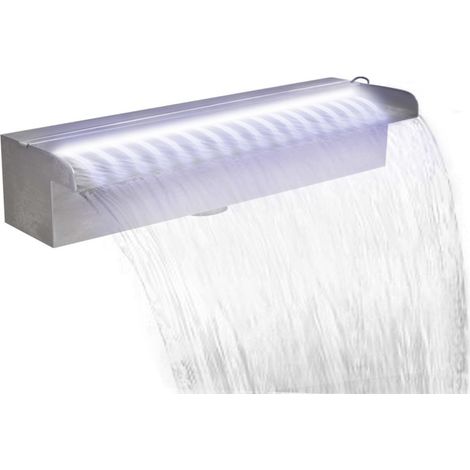 Fuente cascada rectangular LED piscina acero inoxidable 45 cm vidaXL