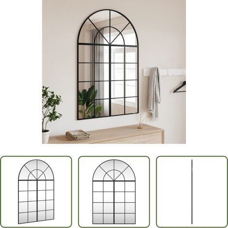 vidaXL Espejo de pared arco de hierro negro 80x120 cm (1/5)