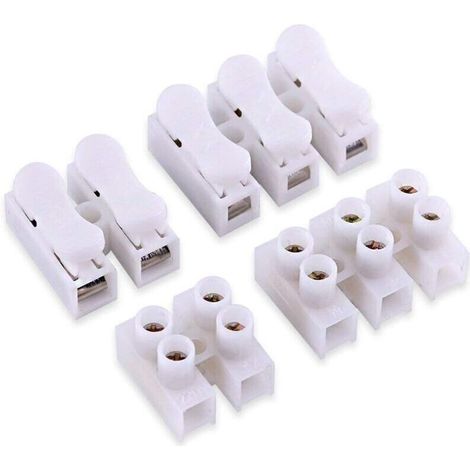 Connecteur À Ressort CH2 Blanc Pour Câblage LED – Borne De Connexion Rapide Pour Bande Lumineuse Et Lustres – 60 Pièces (1/5)