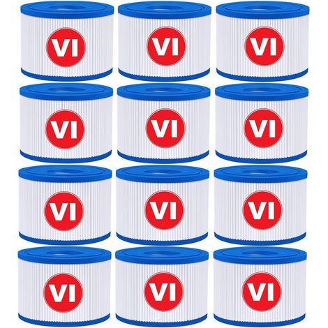 Cartouche filtrante VI pour spa, piscine et jacuzzi Lot de 12 pièces compatible Bestway 58323E, Coleman Saluspa 90427E et Lay-Z-Spa. Filtre de rechange haute performance pour une eau claire et propr (1/4)