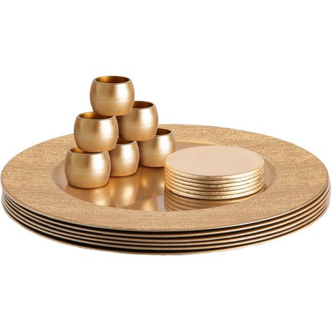 Ensemble 18 pièces assiettes de présentation rondes 33 cm avec dessous-de-verre (1/5)
