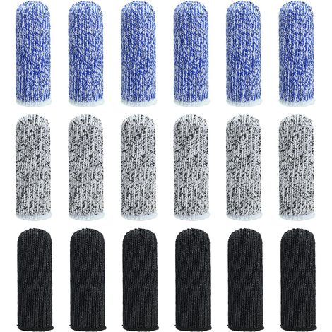 18 Pieces Cut-Resistant Finger Protectors, Reusable, Breathable and Durable Finger Guards, Non-Slip Finger Guards for Garden, Kitchen, Sculpture and DIY Creations (Black, Blue, Grey) (1/5)
