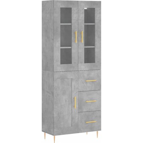Credenza buffet cassettiera mobile contenitore organizer cucina soggiorno soggiorno alto 69,5 x 34 x 180 cm derivati del legno grigio 020034690