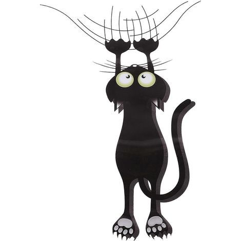 Autocollants et stickers humoristiques pour voiture représentant un chat qui griffe et grimpe - Décoration murale en vinyle pour portières, vitres et pare-chocs-Black (1/4)