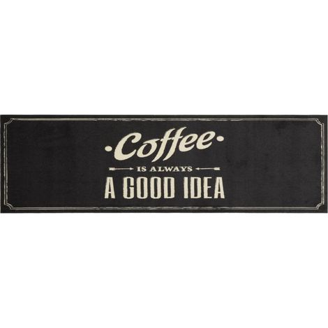 Tapis de cuisine lavable texte Coffee 45x150 cm velours (1/5)