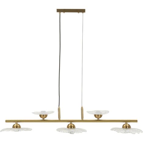Suspension 5 Lumières "Emily" 100cm Or & Transparent (1/5)