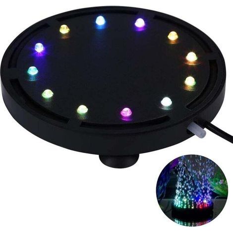12 Multicolore RGB LED Aquarium Sous-Marine Bulle Lumière Nuit Mer / Multicolore Aquarium Air Pierre Disque, rond aquarium barboteur avec changement de couleur automatique (1/5)