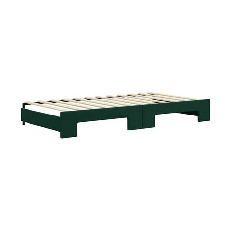 Banquette-lit à tiroirs, vert foncé, 100 × 200 cm, velours, velours doux et confortable, rangement pratique intégré, pour chambre, confort quotidien, assemblage rapide (1/5)