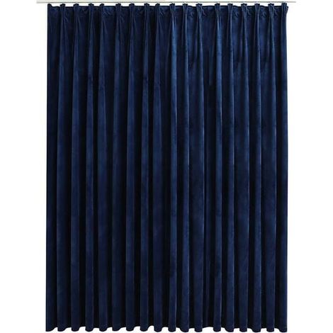 Rideaux occultants à crochets, velours bleu foncé, 290 x 245 cm (1/5)