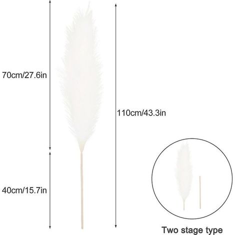 Décoration en herbe de la pampa - Herbe de la pampa artificielle haute de 110 cm - Branches d'herbe pomponnées et florales - kaki (1/3)
