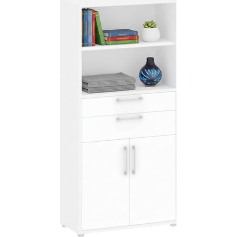 Dmora - Kommode Ludivine, Wohnzimmerbuffet, Wohnzimmer-Sideboard, Moderne Küchen-Speisekammer, 89x40 h186 cm, Weiß