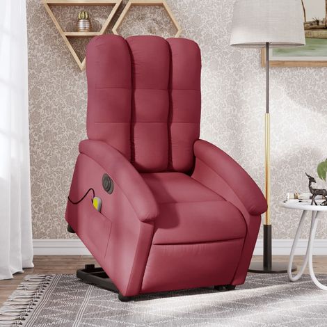 Fauteuil inclinable de massage électrique-Chaise de relaxation-Fauteuil Relax Rouge bordeaux Tissu 597324 (1/5)