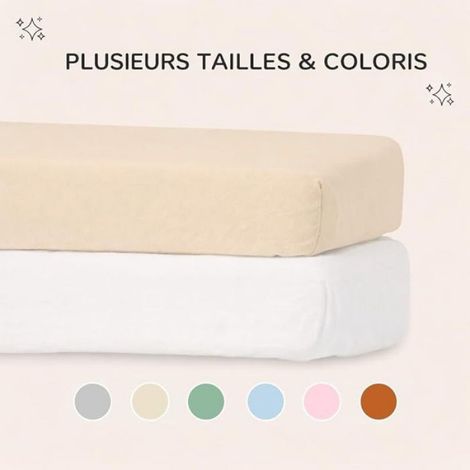 Drap Housse Lot de 2 + 1 Alèse Imperméable Protège Matelas - Set 2+1 Draps Housses 40x80 cm Blanc Vanille, Protège Matelas Imperméable pour Matelas 40x80 cm, Cache Sommier Inclus (1/5)