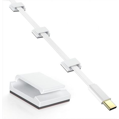 Organizzatore di cavi con 60 clip per cavi autoadesive, regolabili, in acrilico di alta qualità per riporre i cavi, fascette per cavi per ufficio/computer/caricabatterie (1/5)