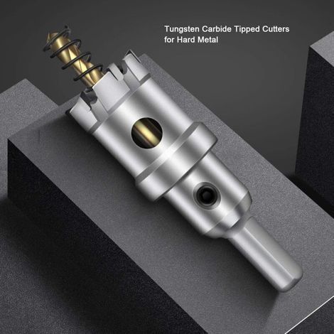 35mm Tungsten Carbide Hole Saw, TCT Hole Saw Drill Bit with 1 Titanium Coated Pilot Drill Bit for Stainless Steel, Sheet Metal and Metal (1/3)