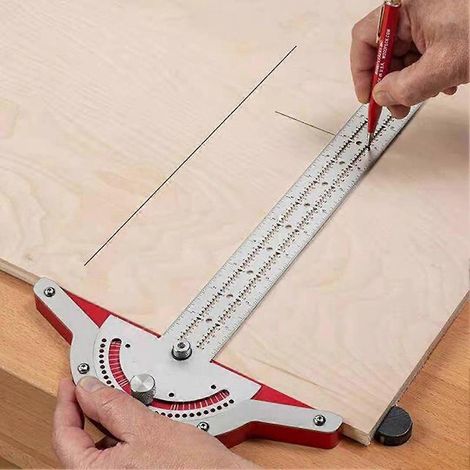 Règle de menuisier en T, rapporteur d'angle, règle de mesure et de traçage pour menuisier - 20 pouces - FFY (1/4)